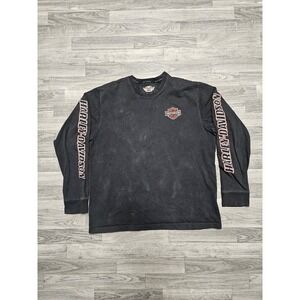 Harley Davidson Black Longsleeve Spellout T-Shirt XL Motorcycle